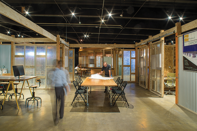 Inside the recently remodeled Ketchum Innovation Center where young companies share workspaces, as well as expertise. Photo by Kevin Syms.
