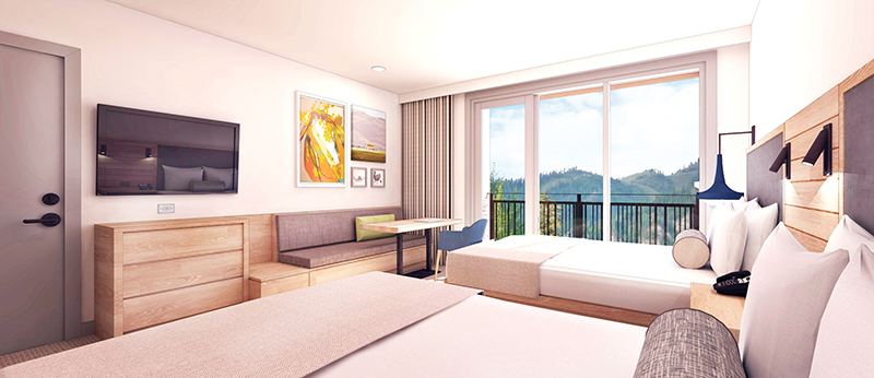 A rendering of a guest room at the new Limelight Hotel. Rendering courtesy Limelight Hotel.
