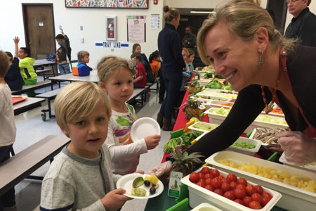 Ali Long of the Local Food Alliance at a farm-to-table school event.