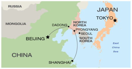 Map of China and North Korea