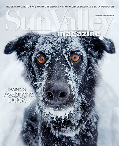 Sun Valley Magazine Snowy Dog Avalanche Training Cover